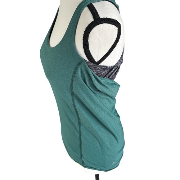 Lululemon Teal Strappy Back Built-In Bra Tank Top Size 4 Open Back Athleisure - Picture 4 of 11